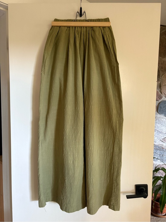 The Lullaby Club Pants - The Lullaby Club High Waist Wide Leg Pants Linen Cotton Matcha Avocado Pistachio